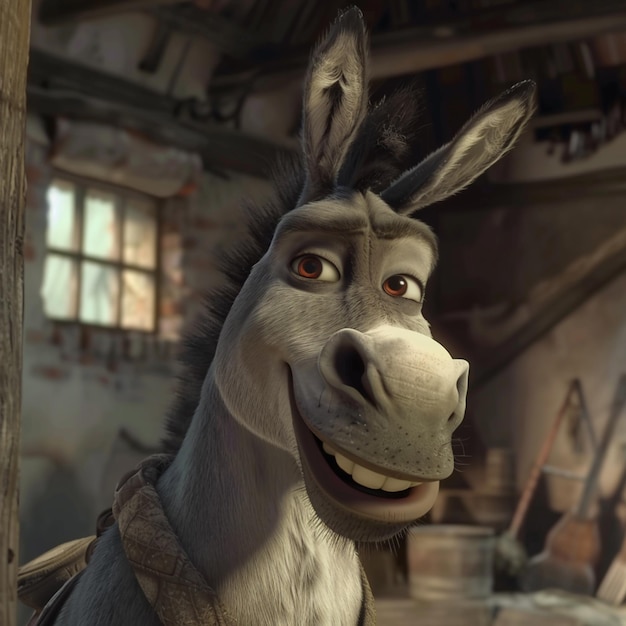 Photo a cute donkey flashing a big smile animal delight