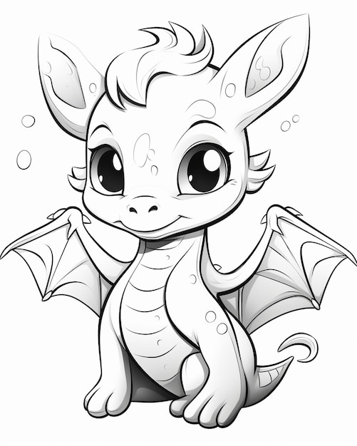 Photo cute dragon from dragon pages coloring page