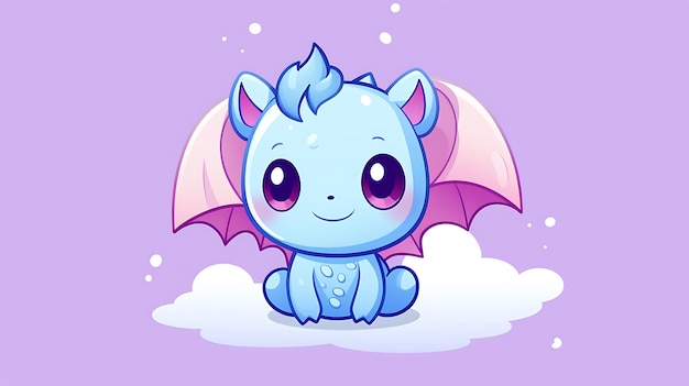 Photo cute dragon pastel cartoon background