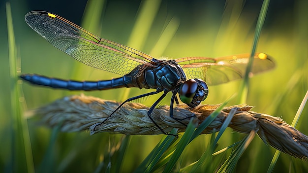 Cute dragonfly in the field Illustration AI GenerativexA