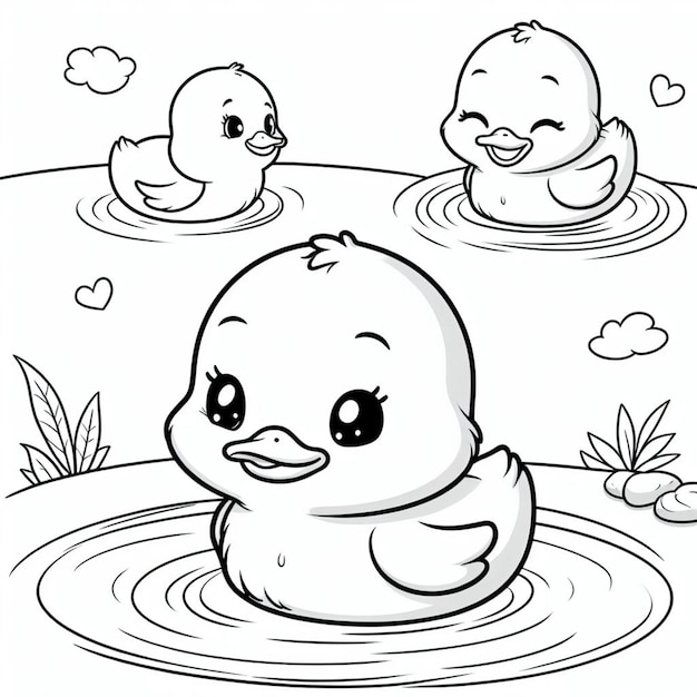 Cute duck coloring page for children ai generated