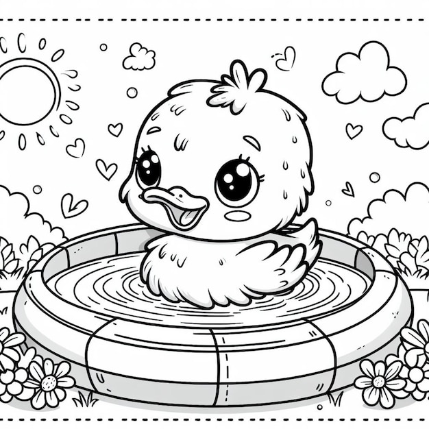 Cute duck coloring page for children ai generated