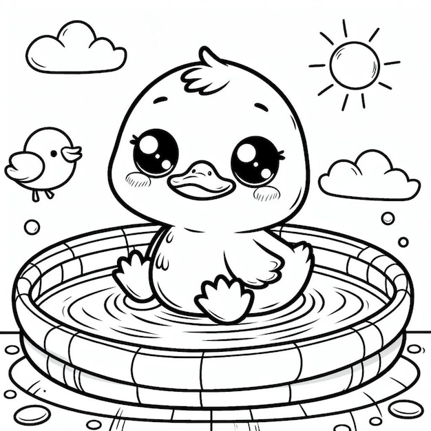 Cute duck coloring page for children ai generated