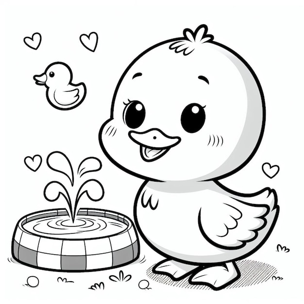 Cute duck coloring page for children ai generated