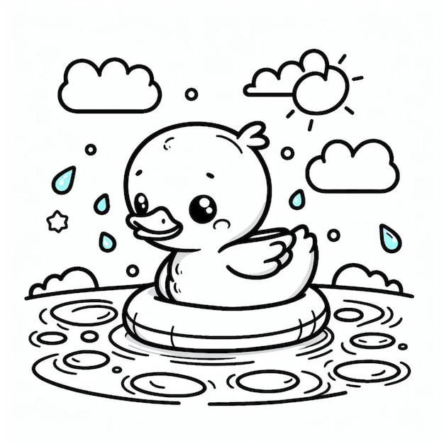 Cute duck coloring page for kids ai generated