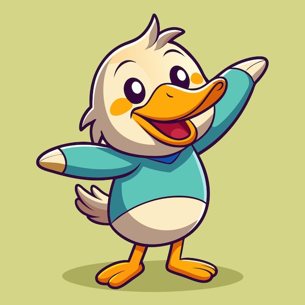 Photo cute duck dabbing cartoon vector icon illustration animal nature icon concept isolated premium vector flat cartoon style