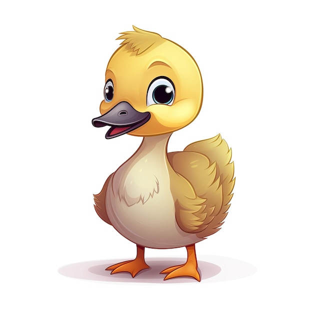 Cute duckling isolated on white background Cartoon illustration A funny and kind character