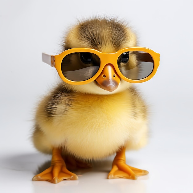 Cute Duckling wear glasses On transparent background