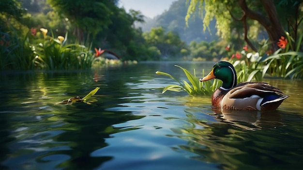 Cute ducks is in nature