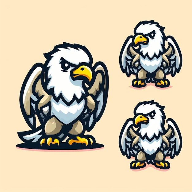 Cute eagle Mascot Cartoon Illustration