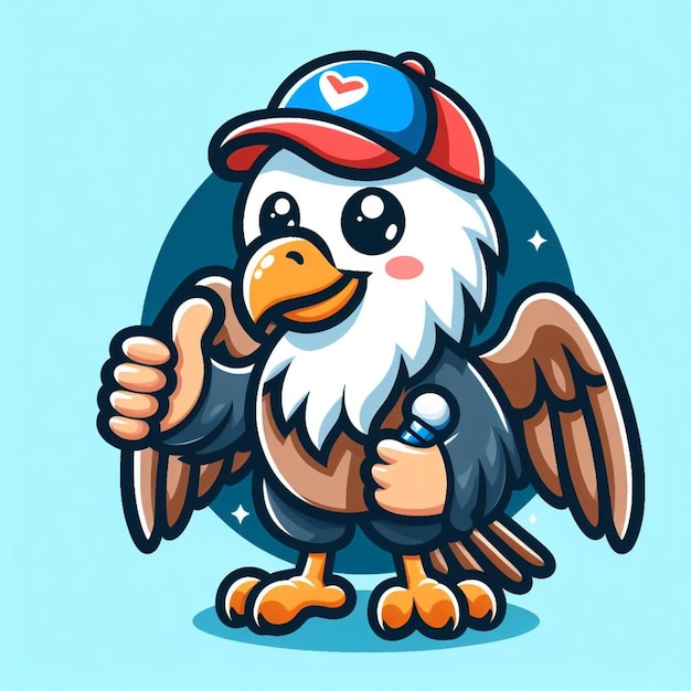 Photo cute eagle mascot cartoon illustration