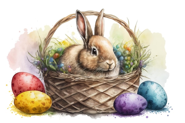 Cute easter bunny beautiful colorful decorations generated ai