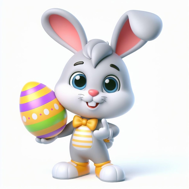 Cute easter bunny cartoon Easter time Card invitation AI generated