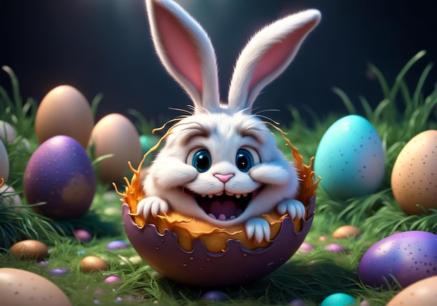 Cute easter bunny Easter time Card invitation AI generated