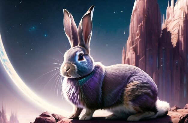 Cute Easter bunny robot in creative background Easter theme Design Happy Easter AI Generated