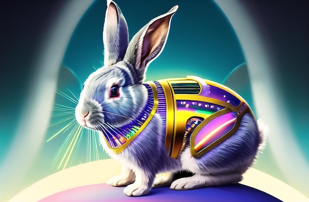 Cute Easter bunny robot in creative background Easter theme Design Happy Easter AI Generated