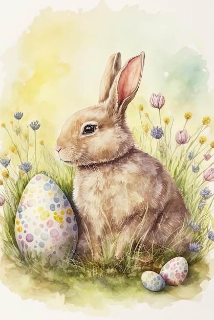 Cute easter postcard with easter decorations