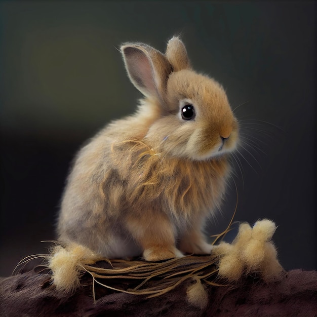 Cute easter rabbit greeting card concept made with Generative AI