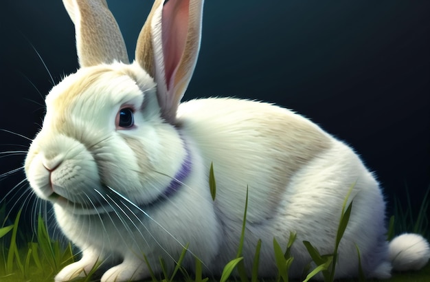 Cute Easter Rabbit robot in Landscape background Easter Holiday Celebration AI Generated