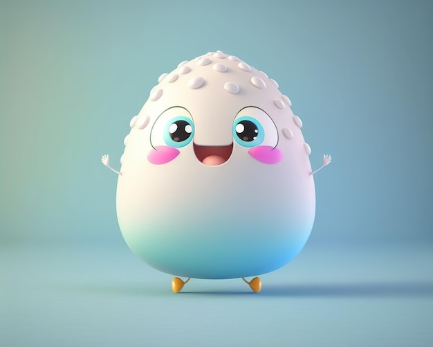 Cute egg sweet smile isolated 3D render style AI Generated