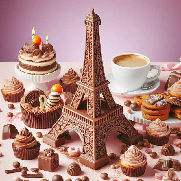 Cute Eiffel Tower in France made of chocolate World Chocolate Day4