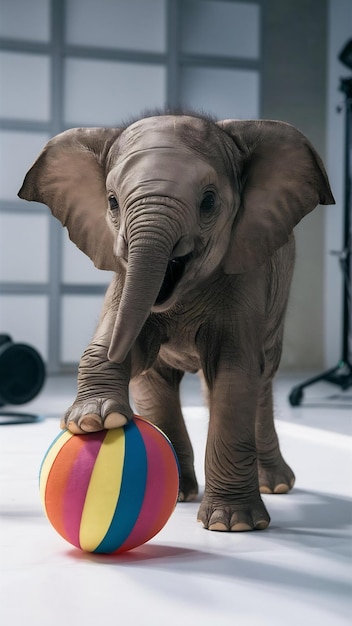 Cute elephant calf in studio