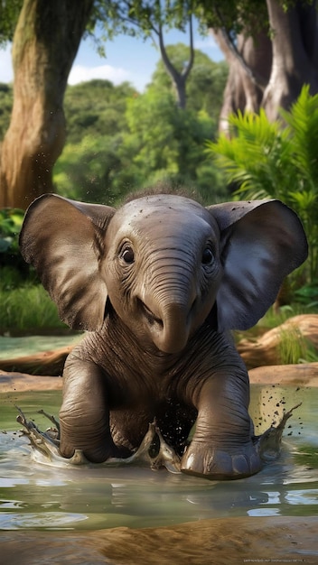 Cute elephant in nature