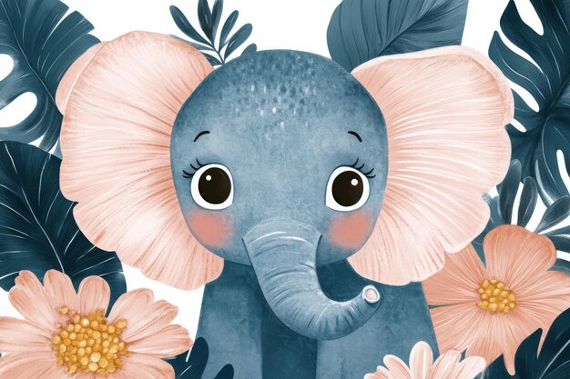 Photo cute elephant in a tropical setting