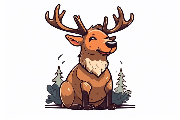 Cute Elk in Front of Simple Background