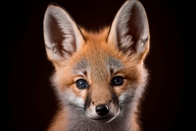 Cute face of a fox cub in the studio Generative AI