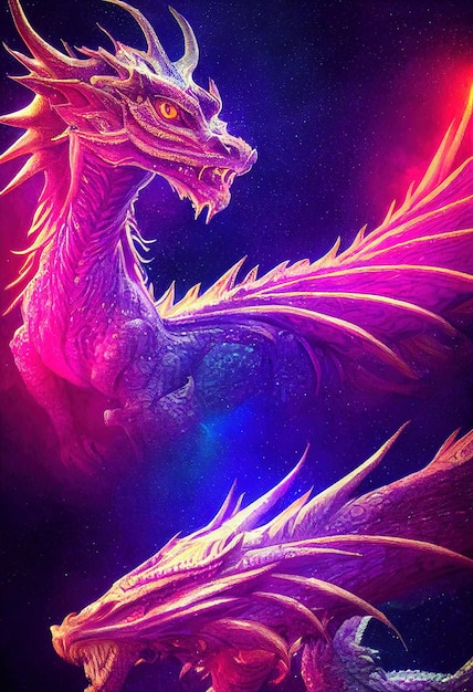 Cute fairytale purple dragon Fairy dragon concept 3D render