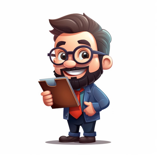 Cute fanny handsome school teacher man person cartoon character illustration