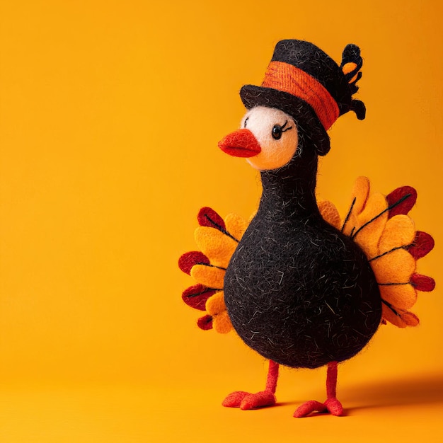 Cute felt turkeys with vibrant backgrounds celebrating Thanksgiving AI generated image Background