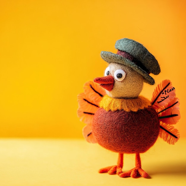 Cute felt turkeys with vibrant backgrounds celebrating Thanksgiving AI generated image Background