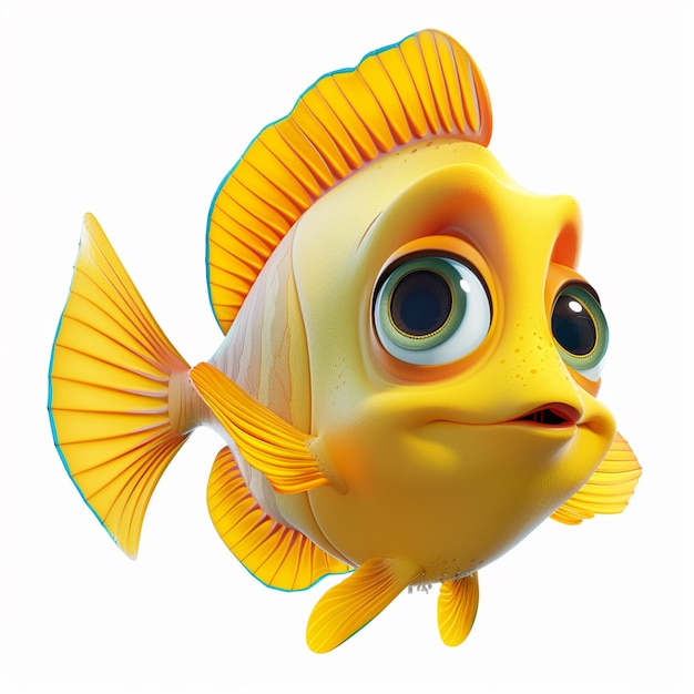 Photo a cute fish with white background