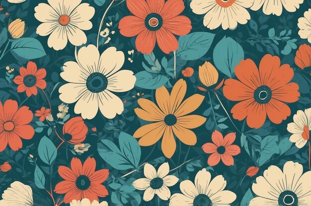 Photo cute floral retro background