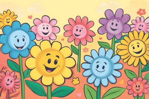 Photo cute flower cartoon