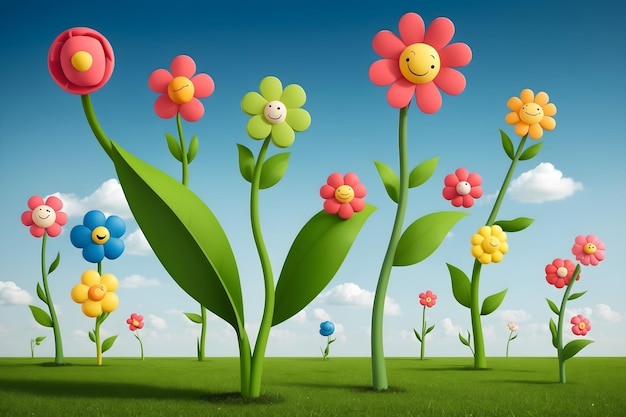 Photo cute flower cartoon