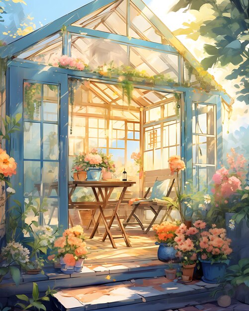 Cute Flower House Illustration