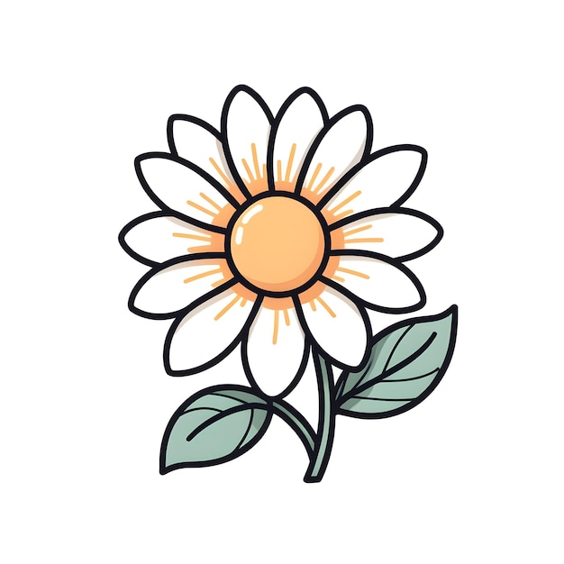 Cute Flower With Leafs Isolated Icon Design Vector Illustration Graphic