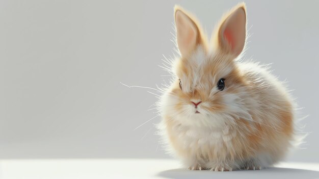 Cute and fluffy bunny rabbit sitting on a white background