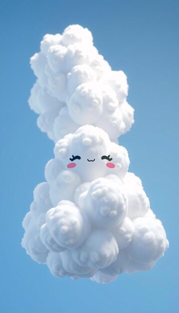 Photo cute fluffy cloud with a happy face