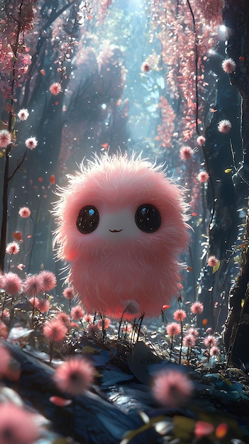 Cute Fluffy Creature in a Magical Forest