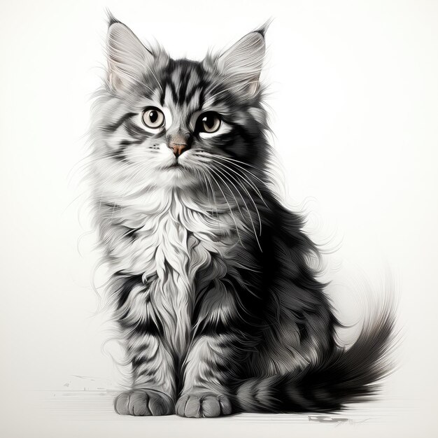 Cute fluffy little kitten on a white background