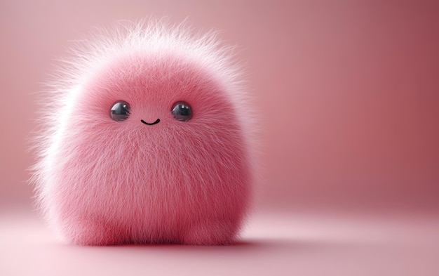 Photo cute fluffy pink creature