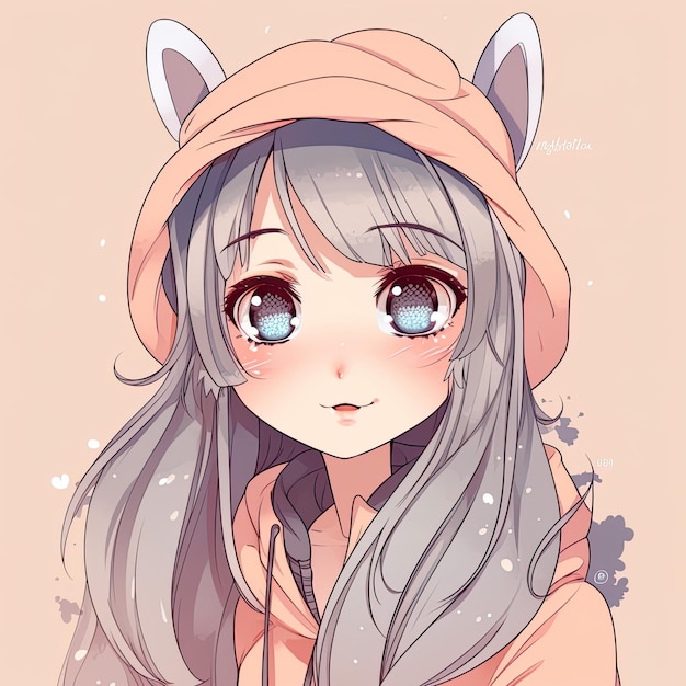 Cute fluffy young anime girl Generative AI