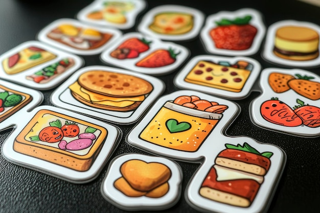 Cute Food Stickers Cartoon Illustration of Food Items