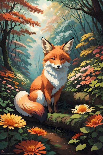 A Cute fox in the forest Cute fox