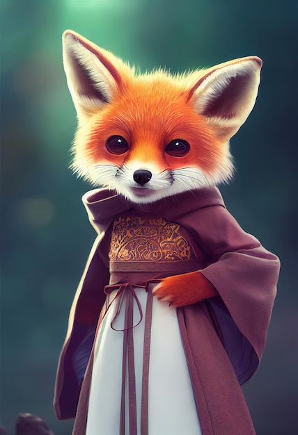 Cute Fox Wearing Chinese Hanfu