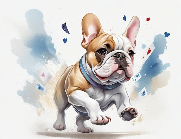 Cute french bulldog running and looking for his human freiend